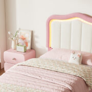 Kinder-Polsterbett 90 x 200 cm, Rosa, mit Schublade am Fußende, weißer Rückenlehne, App-gesteuerter - Image 22