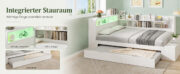 Holzbett 120 x 200 cm, Stauraumbett in Weiß, Funktionsbett mit Ausziehbett 90 x 190 cm, halb umlaufe - Image 14