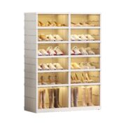 Faltbarer Schuhschrank aus PP, 6‑stöckig mit Magnet‑Halbtransparenttür, 24 Paar Schuhe, Stiefelberei