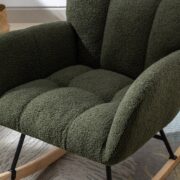 Teddy Fabric Rocking Chair with Pocket, Soft Rocking Chair for Nursery, Comfy Wingback Golider Rocki - Image 17