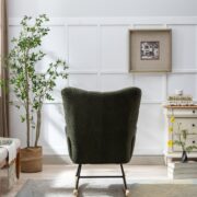 Teddy Fabric Rocking Chair with Pocket, Soft Rocking Chair for Nursery, Comfy Wingback Golider Rocki - Image 19