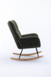 Teddy Fabric Rocking Chair with Pocket, Soft Rocking Chair for Nursery, Comfy Wingback Golider Rocki - Image 20