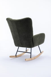 Teddy Fabric Rocking Chair with Pocket, Soft Rocking Chair for Nursery, Comfy Wingback Golider Rocki - Image 21