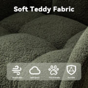 Teddy Fabric Rocking Chair with Pocket, Soft Rocking Chair for Nursery, Comfy Wingback Golider Rocki - Image 4