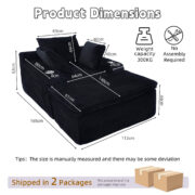 Sleeping sofa boneless floor sofa modern cloud sofa with chaise lounge, comfortable couch for living - Image 4