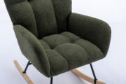 Teddy Fabric Rocking Chair with Pocket, Soft Rocking Chair for Nursery, Comfy Wingback Golider Rocki - Image 22