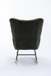 Teddy Fabric Rocking Chair with Pocket, Soft Rocking Chair for Nursery, Comfy Wingback Golider Rocki - Image 25