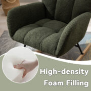 Teddy Fabric Rocking Chair with Pocket, Soft Rocking Chair for Nursery, Comfy Wingback Golider Rocki - Image 5