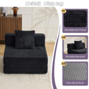 Floor Couch,Compression Sofa,Convertible Floor Sofa Bed-with Pillow Back Support Armrest,Comfy Singl - Image 6
