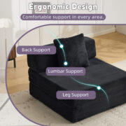 Floor Couch,Compression Sofa,Convertible Floor Sofa Bed-with Pillow Back Support Armrest,Comfy Singl - Image 7