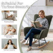 Teddy Fabric Rocking Chair with Pocket, Soft Rocking Chair for Nursery, Comfy Wingback Golider Rocki - Image 8