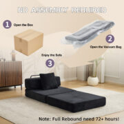 Floor Couch,Compression Sofa,Convertible Floor Sofa Bed-with Pillow Back Support Armrest,Comfy Singl - Image 8