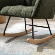 Teddy Fabric Rocking Chair with Pocket, Soft Rocking Chair for Nursery, Comfy Wingback Golider Rocki - Image 10