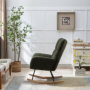 Teddy Fabric Rocking Chair with Pocket, Soft Rocking Chair for Nursery, Comfy Wingback Golider Rocki - Image 11