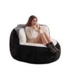 Oversized Bean Bag Chairs,Multicolor Faux Fur Couch Filled with Shredded Sponge,Large Lounger Sofa F